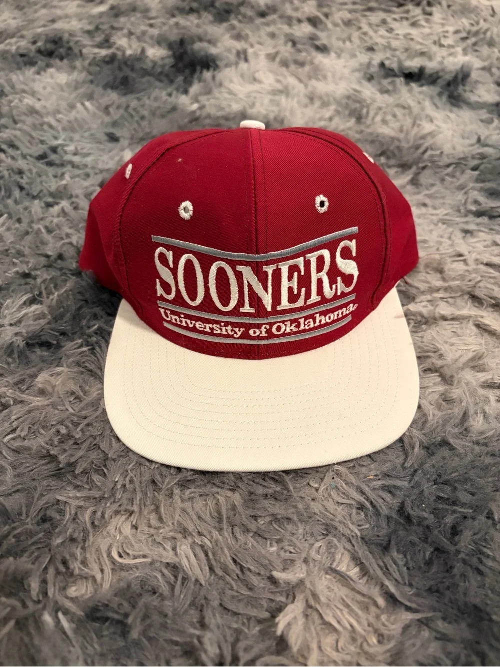 Vintage 90s The Game Oklahoma Sooners Snapback Hat Bar Logo Green Underbrim OU